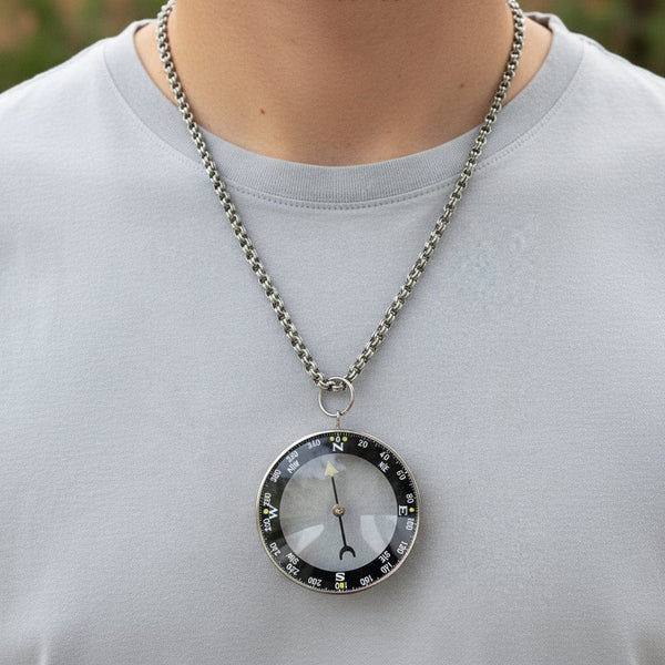 Vintage Working Compass Pendant Necklace Watch Fob - Boylerpf