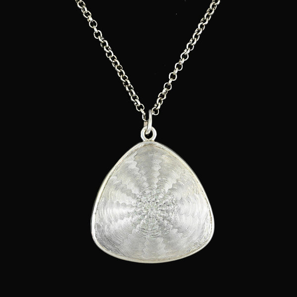 Rare Art Deco Guilloché Enamel Floral Locket 935 Silver