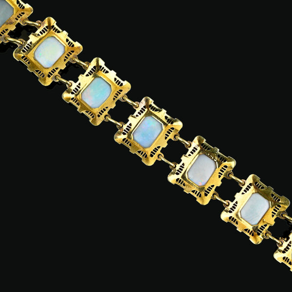 Antique 14K Gold Enamel Opal Art Deco Bracelet - Boylerpf