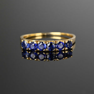 Fine Half Eternity 14K Gold Sapphire Ring Band - Boylerpf