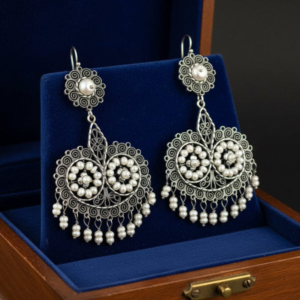 Oaxaca Sterling Silver Filigree Pearl Earrings - Boylerpf