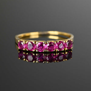 Vintage Six Stone Ruby Ring Band in 14K Gold - Boylerpf