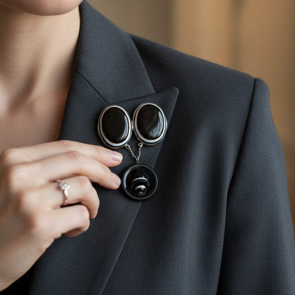 Victorian Scottish Banded Agate Bullseye Brooch Sterling
