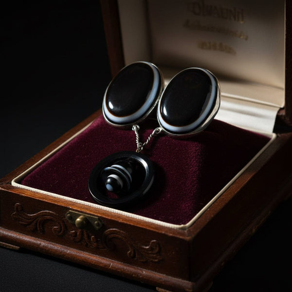 Victorian Scottish Banded Agate Bullseye Brooch Sterling