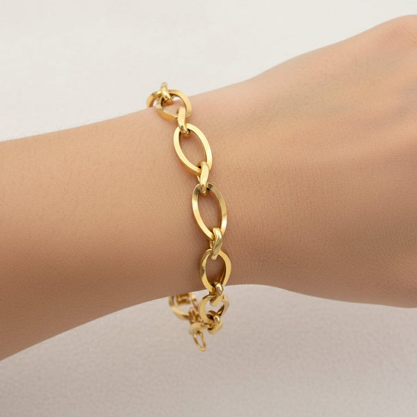 Vintage Unisex Twisted Curb Chain 9K Gold Bracelet - Boylerpf
