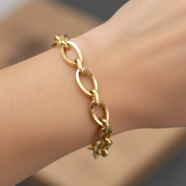 Vintage Unisex Twisted Curb Chain 9K Gold Bracelet - Boylerpf