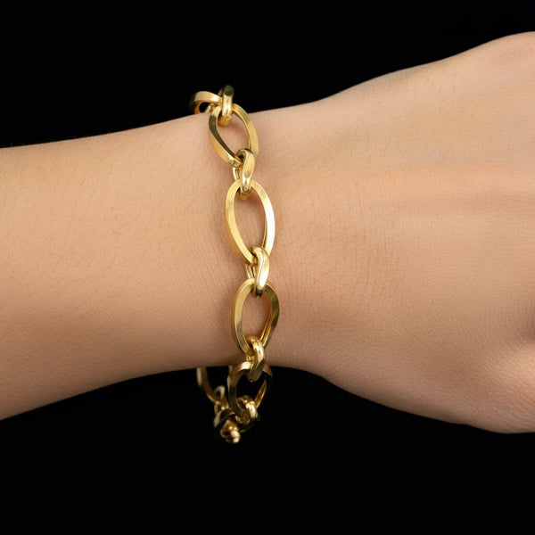 Vintage Unisex Twisted Curb Chain 9K Gold Bracelet - Boylerpf