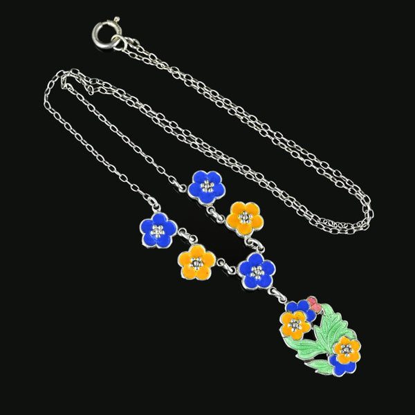Bernard Instone Arts & Crafts Enamel Flower Necklace - Boylerpf