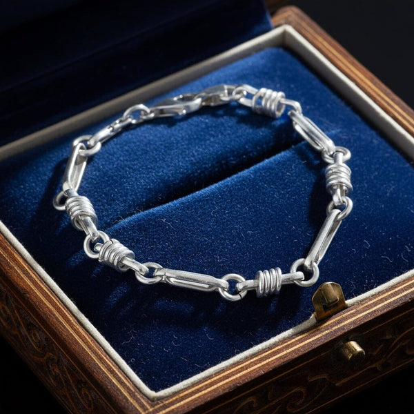 Vintage Italian Sterling Silver Link Chain Bracelet - Boylerpf
