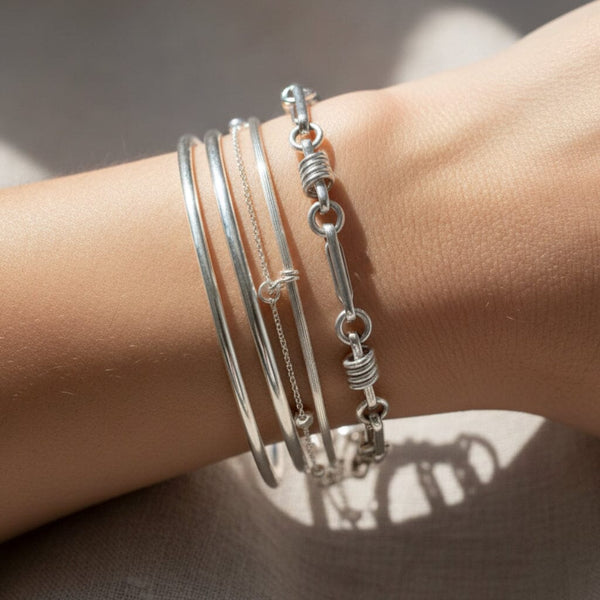 Vintage Italian Sterling Silver Link Chain Bracelet - Boylerpf
