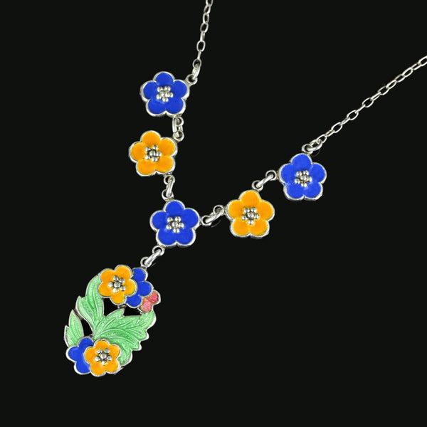 Bernard Instone Arts & Crafts Enamel Flower Necklace - Boylerpf