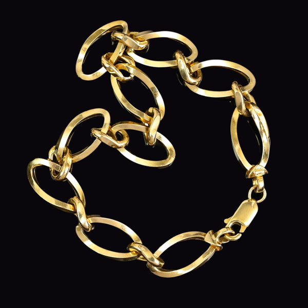 Vintage Unisex Twisted Curb Chain 9K Gold Bracelet - Boylerpf