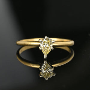 Pear Cut Yellow Diamond Solitaire Engagement Ring - Boylerpf