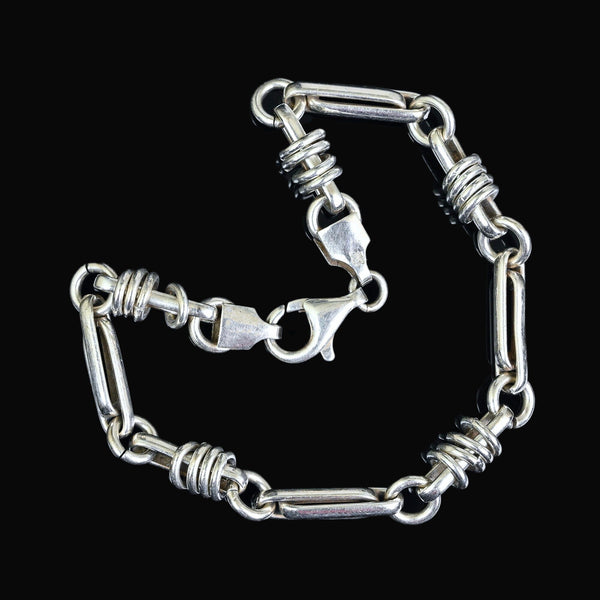 Vintage Italian Sterling Silver Link Chain Bracelet - Boylerpf