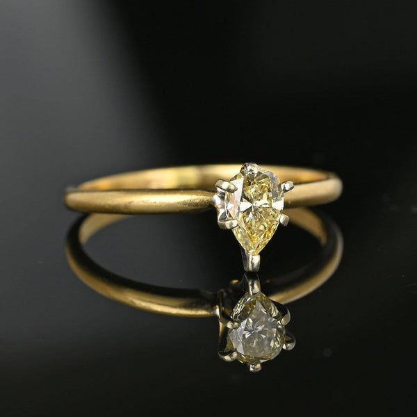 Pear Cut Yellow Diamond Solitaire Engagement Ring - Boylerpf