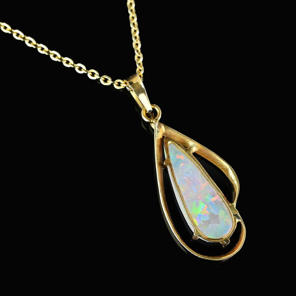 Vintage 18K Gold Teardrop Opal Cabochon Pendant - Boylerpf