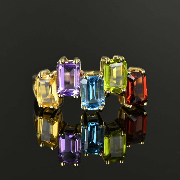 Gold Multi Gemstone Five Stone ZigZag Ring - Boylerpf