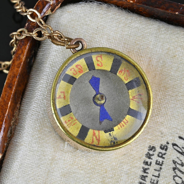 Antique Edwardian Solid Gold Working Compass Pendant Fob - Boylerpf