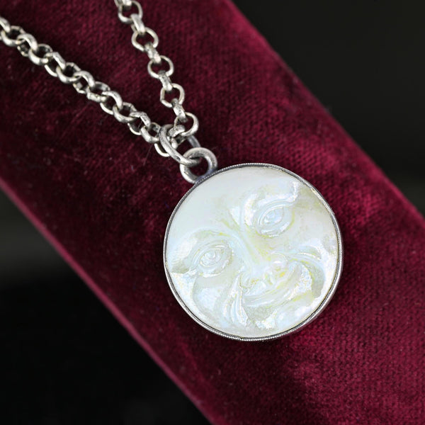 Art Deco Iridescent Man In The Moon Charm Pendant - Boylerpf