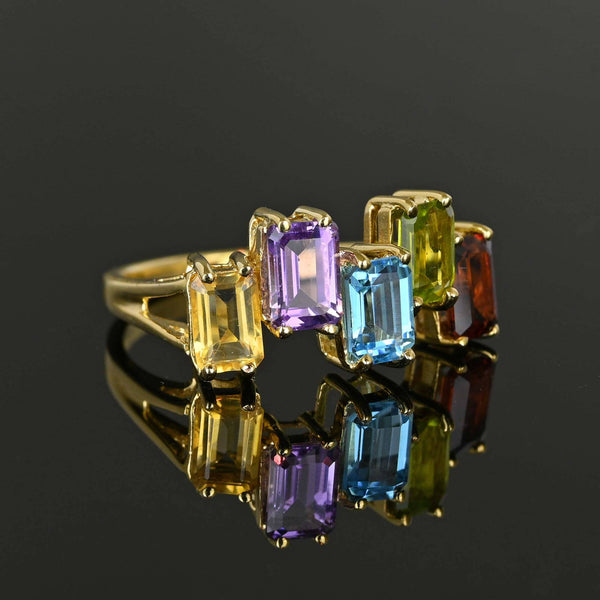 Gold Multi Gemstone Five Stone ZigZag Ring - Boylerpf