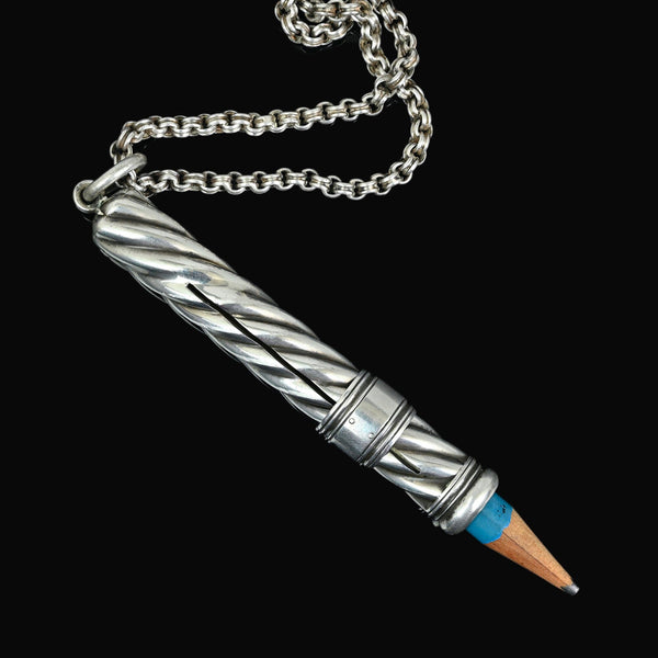 Antique Mappin & Webb Silver Sliding Pencil Fob Pendant - Boylerpf
