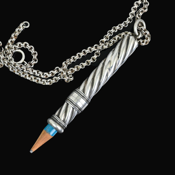 Antique Mappin & Webb Silver Sliding Pencil Fob Pendant - Boylerpf