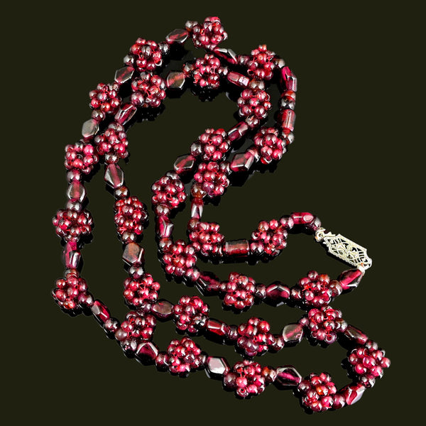 Vintage Bohemian Pyrope Garnet Braided Necklace