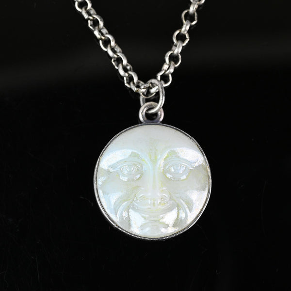 Art Deco Iridescent Man In The Moon Charm Pendant - Boylerpf
