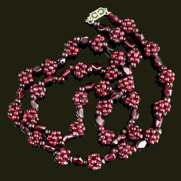 Vintage Bohemian Pyrope Garnet Braided Necklace