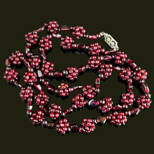 Vintage Bohemian Pyrope Garnet Braided Necklace
