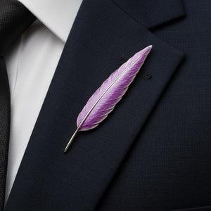 Vintage Sterling Silver Purple Enamel Feather Brooch - Boylerpf