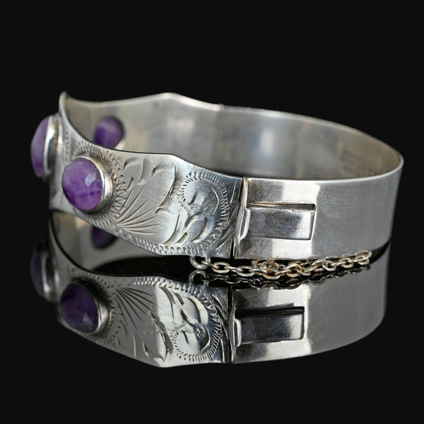 Vintage Excalibur Silver Amethyst Bracelet Bangle - Boylerpf