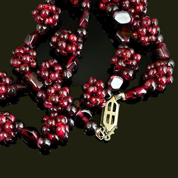 Vintage Bohemian Pyrope Garnet Braided Necklace