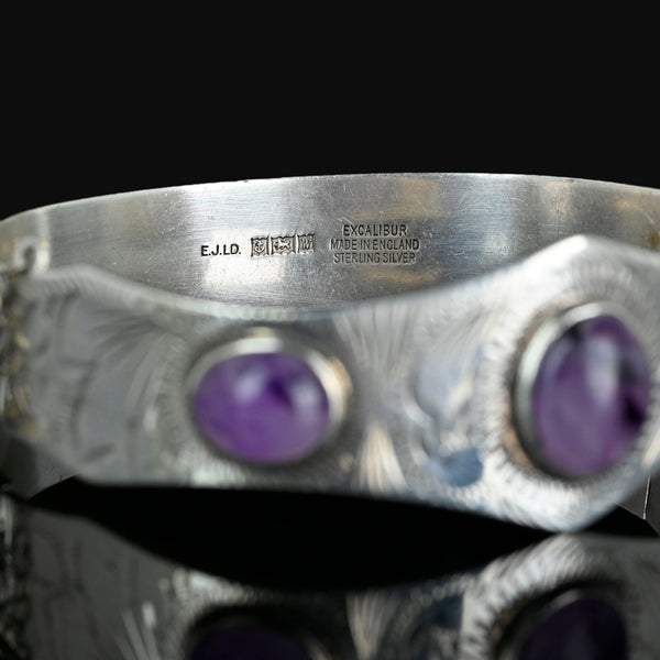 Vintage Excalibur Silver Amethyst Bracelet Bangle - Boylerpf