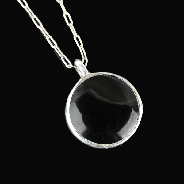 Sterling Silver Man in The Moon Onyx Pendant Necklace - Boylerpf