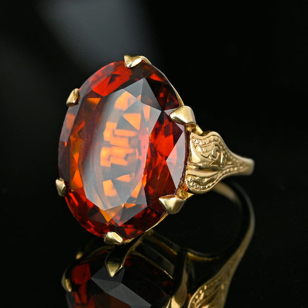 Vintage Retro 1940s Gold Madiera Citrine Cocktail Ring - Boylerpf