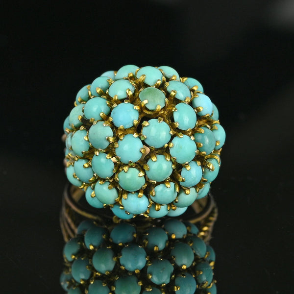 14K Gold Persian Turquoise Cluster Bombe Dome Ring - Boylerpf