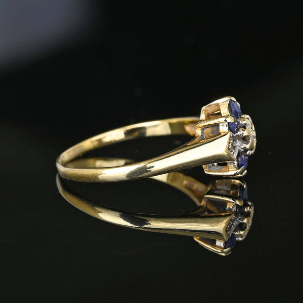 Vintage Floral Sapphire and Diamond Ring in Gold - Boylerpf