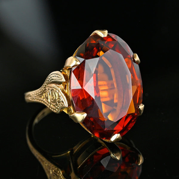 Vintage Retro 1940s Gold Madiera Citrine Cocktail Ring - Boylerpf