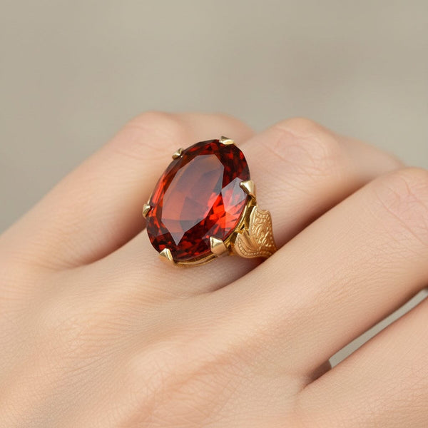 Vintage Retro 1940s Gold Madiera Citrine Cocktail Ring - Boylerpf