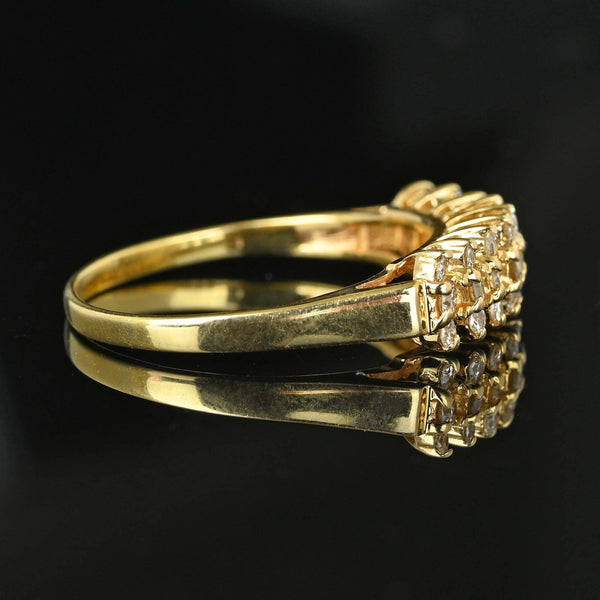 Classic 14K Gold Chevron Three Row Diamond Ring - Boylerpf