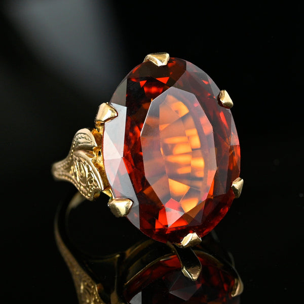 Vintage Retro 1940s Gold Madiera Citrine Cocktail Ring - Boylerpf