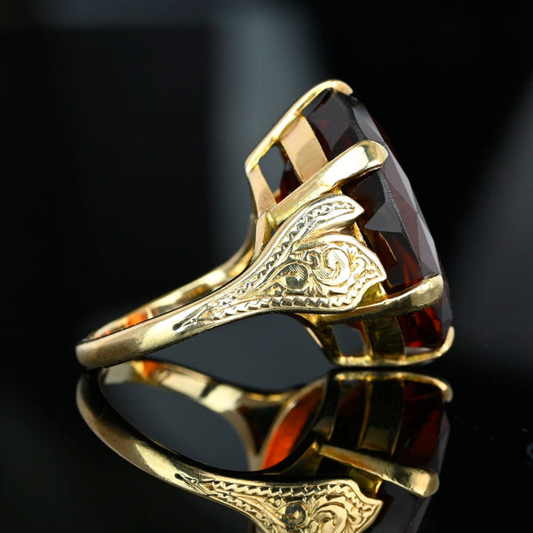 Vintage Retro 1940s Gold Madiera Citrine Cocktail Ring - Boylerpf