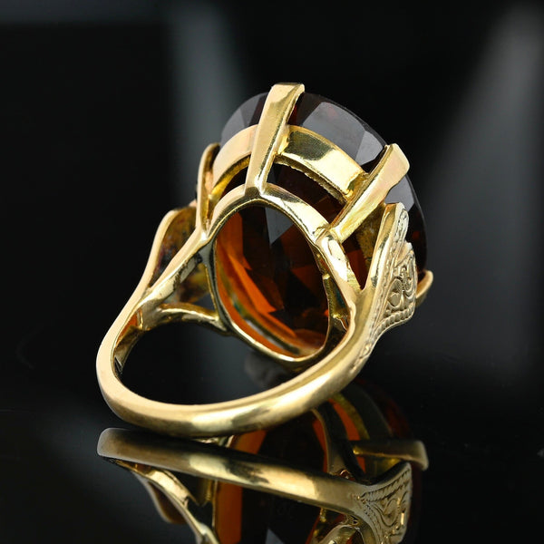 Vintage Retro 1940s Gold Madiera Citrine Cocktail Ring - Boylerpf