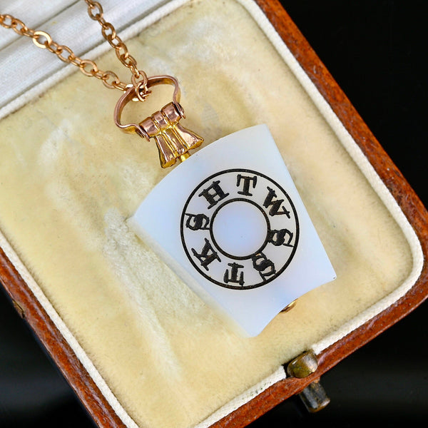 Antique Gold White Chalcedony Masonic Watch Fob Pendant - Boylerpf