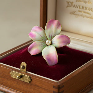 Antique Art Nouveau Enamel Violet Brooch Pendant, 14K Gold - Boylerpf
