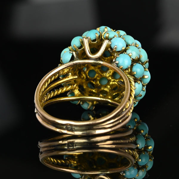 14K Gold Persian Turquoise Cluster Bombe Dome Ring - Boylerpf