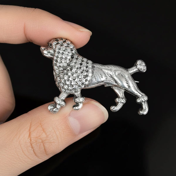 Antique Sterling Silver Poodle Dog Figural Brooch - Boylerpf