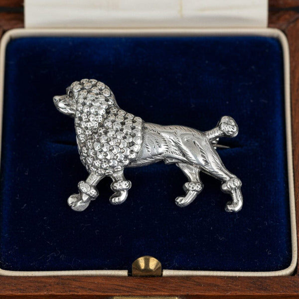 Antique Sterling Silver Poodle Dog Figural Brooch - Boylerpf