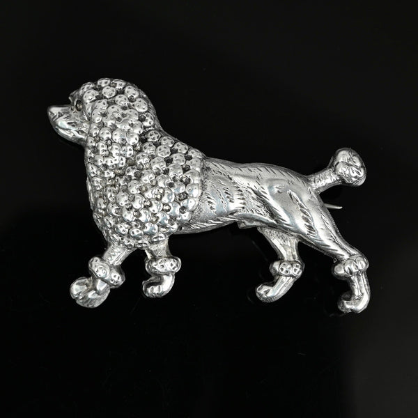 Antique Sterling Silver Poodle Dog Figural Brooch - Boylerpf